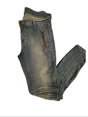 Hudson Jeans Women's Washed Blue Skinny Jeans with Zip Detail